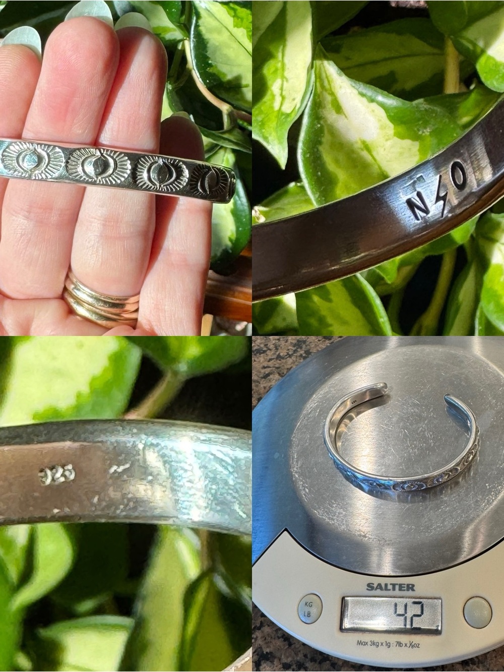 Trade 🌞 Numi Olive Heavyweight Hand Stamped Eye Cuff Bracelet M/L - Picture 4 of 16